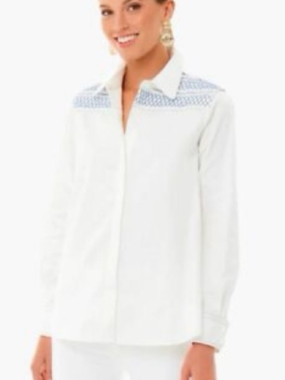 Tuckernuck White Smocked Marlowe Button Down Shirt Blouse Top NWT Extra Small XS